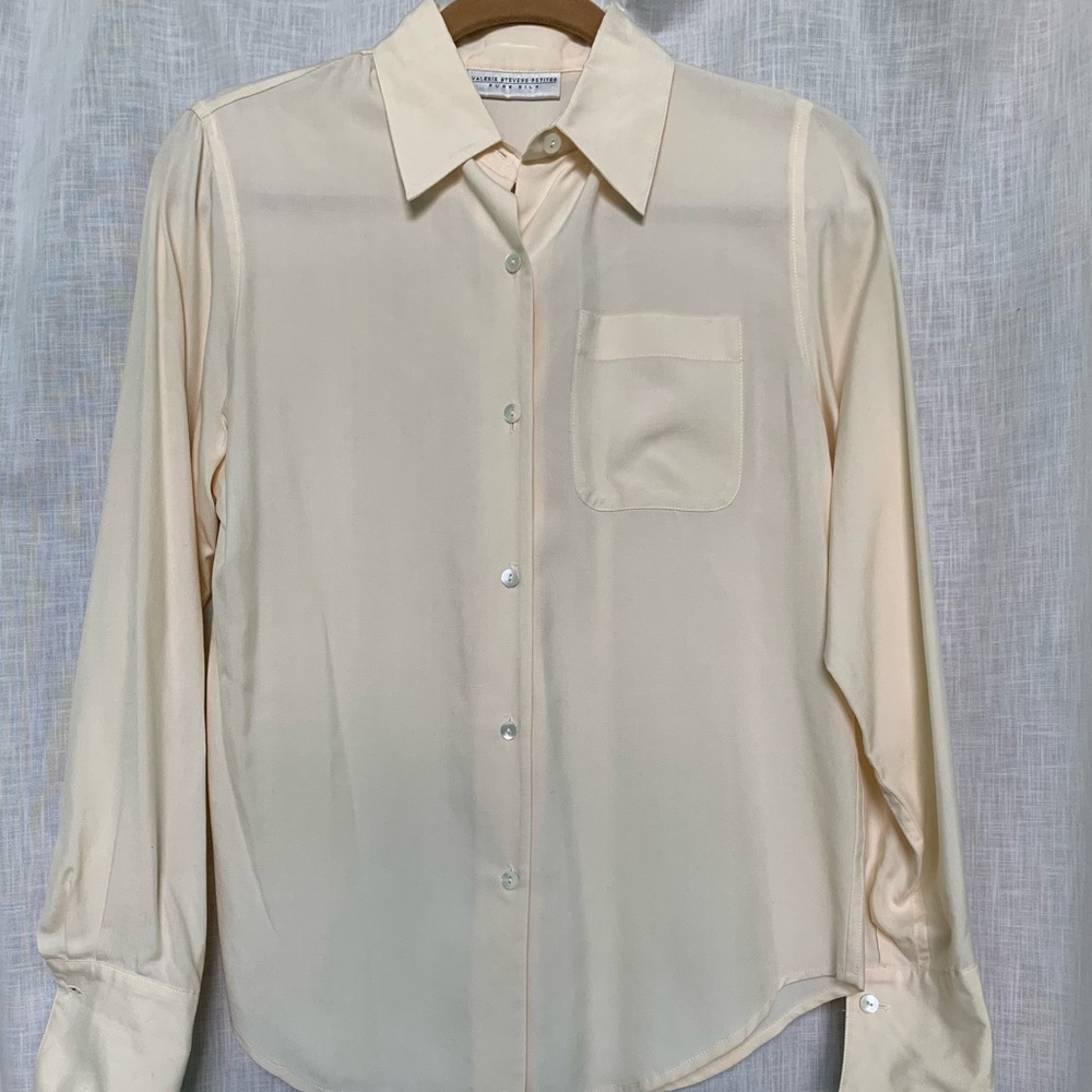 ValarieStevens Petite Silk Long Sleeve Button Down